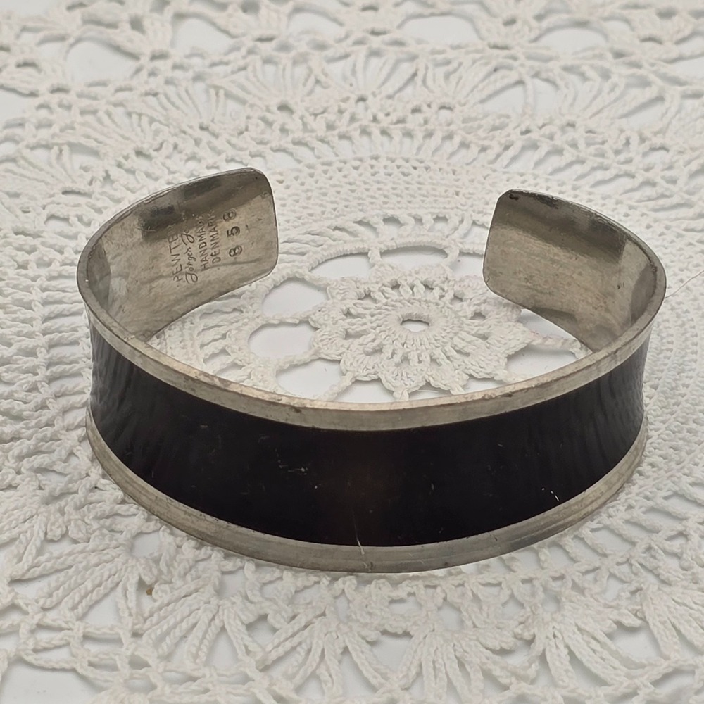 Vintage Jorgen Jensen cuff bangle bracelet pewter Danish wide #858 - Picture 1 of 11